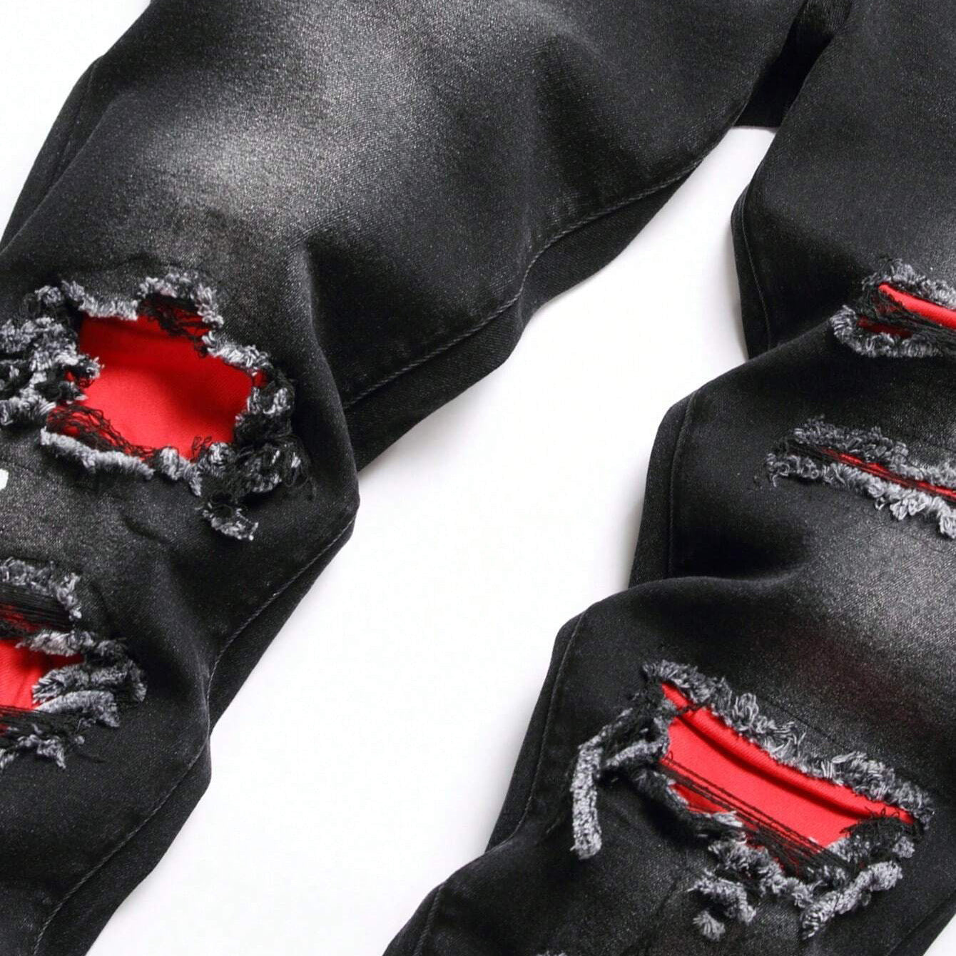 Ripped Black Straight Jeans for Men