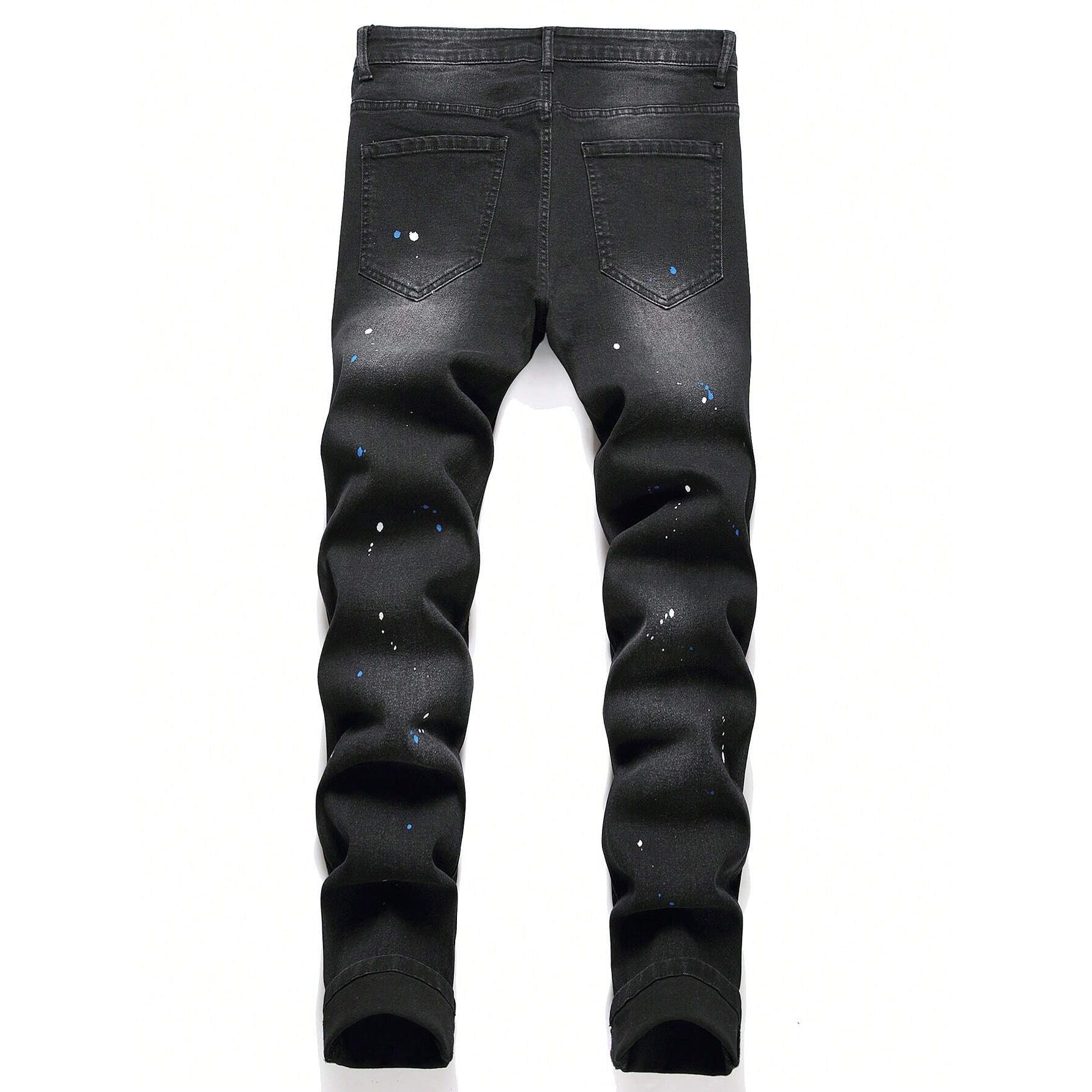 Ripped Black Straight Jeans for Men