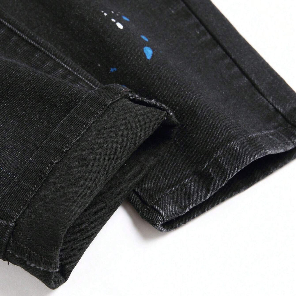 Ripped Black Straight Jeans for Men