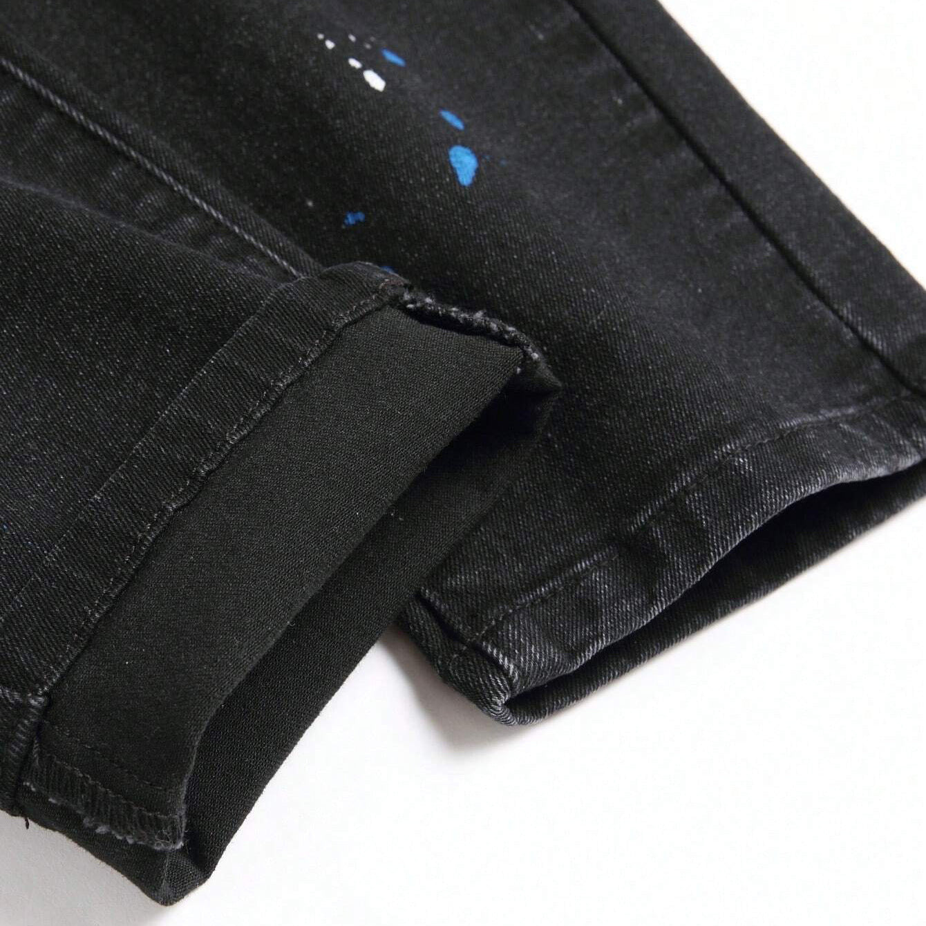 Ripped Black Straight Jeans for Men