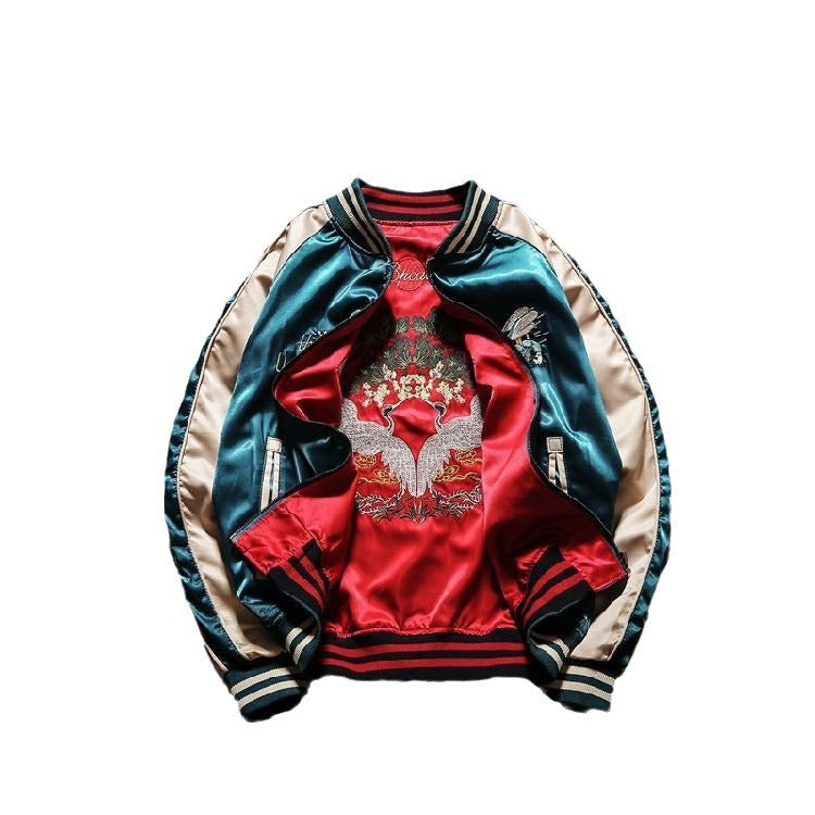 Bee Embroidered Reversible Bomber Jacket